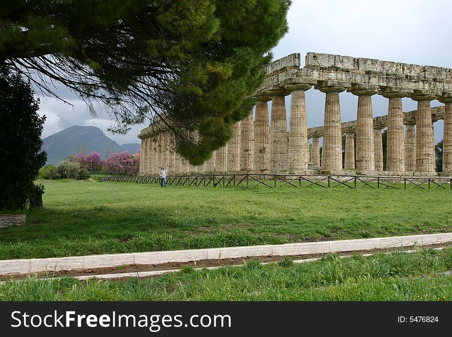Temple of Hera in Paestum. Paestum is the classical Roman name of a major Graeco-Roman city in the Campania region of Italy.