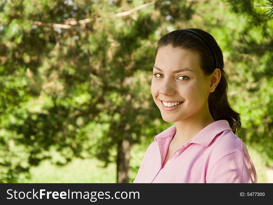 Close-up of young beautiful sporty woman outdoors. Close-up of young beautiful sporty woman outdoors