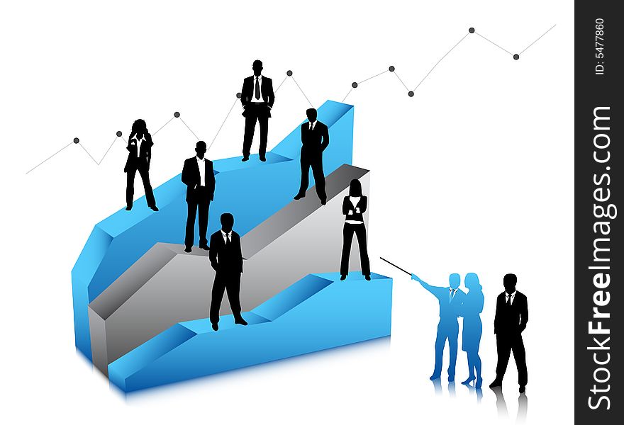 Illustration of business people on graph