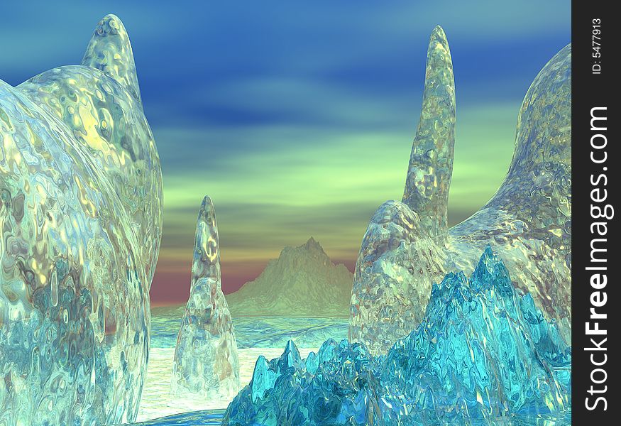 Created a 3d ice landscape in my 3D program. Created a 3d ice landscape in my 3D program