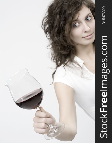 Portrait of a young woman whit wine glass. Portrait of a young woman whit wine glass