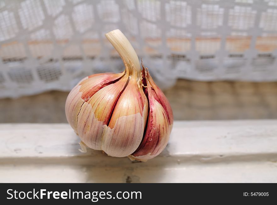 Garlic in a typical old  Italian kitchen