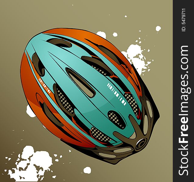 Vector bicycle sport helmet stained. Vector bicycle sport helmet stained