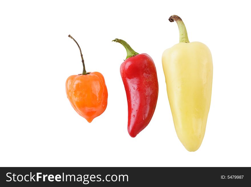 Hot peppers with clipping path isolated on white background