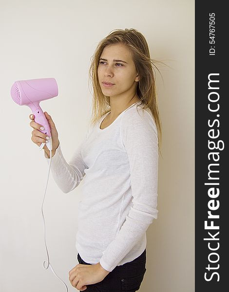 Girl With Hair Dryer 03