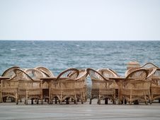Rattan Chairs Bar Empty On Beach Stock Images Rattan Chairs Bar Empty On Beach Stock Images