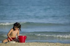 Little Child Play With Sand Stock Photos Little Child Play With Sand Stock Photos