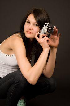 Attractive Fashion Girl With Camera Stock Photography Attractive Fashion Girl With Camera Stock Photography