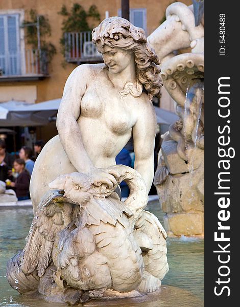 Fountain in Rome, Italy with sculptures