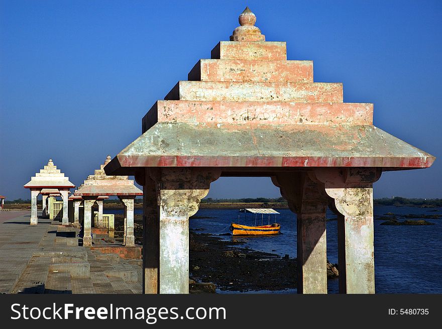 Structure of the Hindu temple near the Saraswati river at Gujarat.This is the holy place for the Hindu pilgrimage. Structure of the Hindu temple near the Saraswati river at Gujarat.This is the holy place for the Hindu pilgrimage.