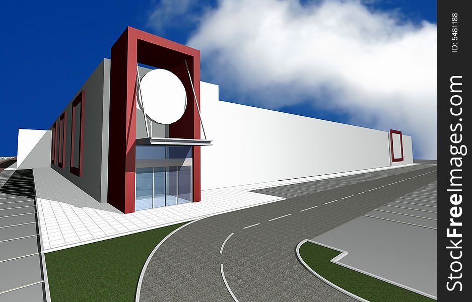 3D render of modern building exterior, more renders in portfolio