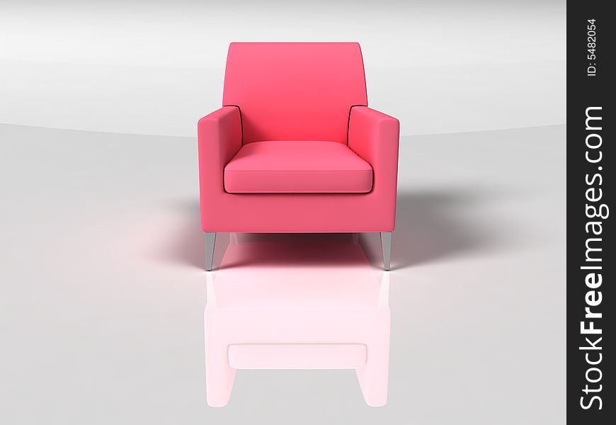 Pink isolated sofa on white