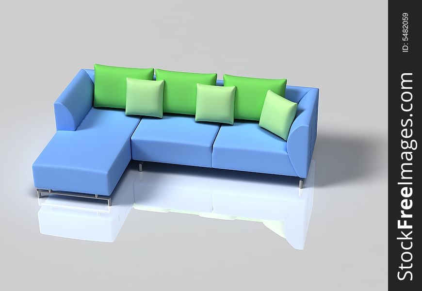 Blue isolated sofa on white