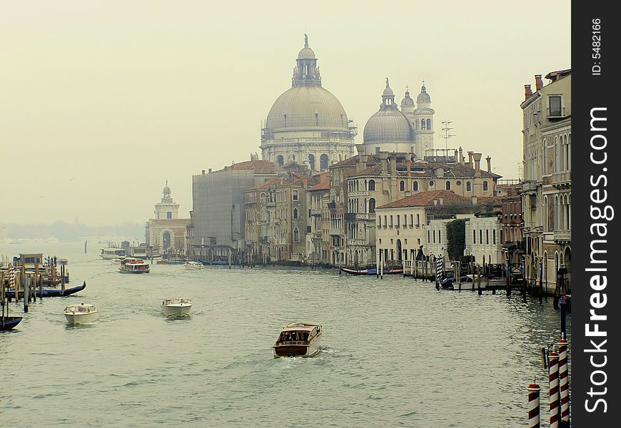 Venice - Santa Maria della Salute Basilica and Canal Grande illustration; HDR image. Venice - Santa Maria della Salute Basilica and Canal Grande illustration; HDR image