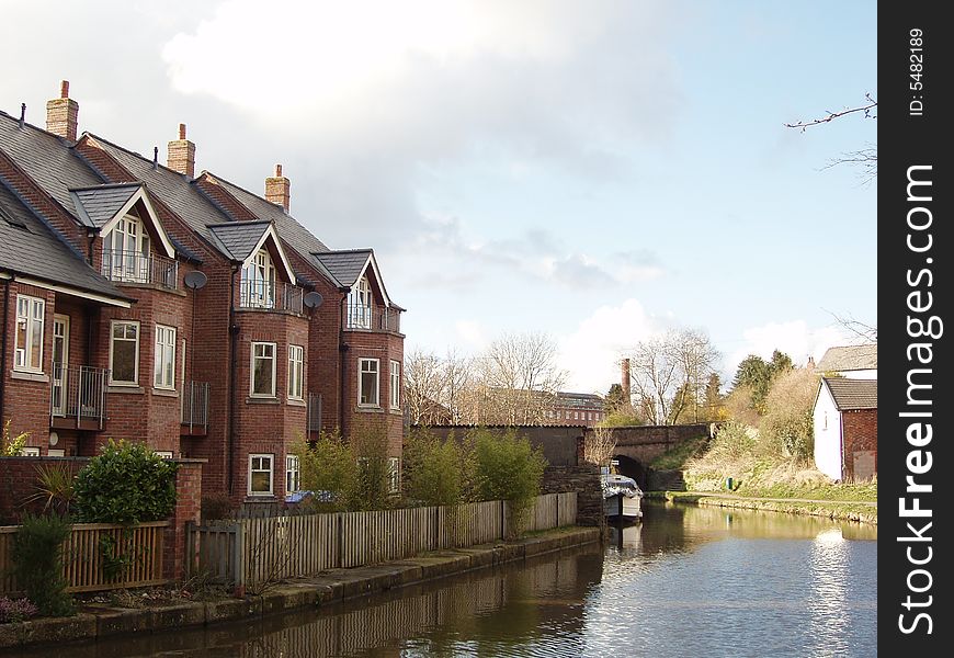 House by the water canal in Macclesfield (Cheshire,England)