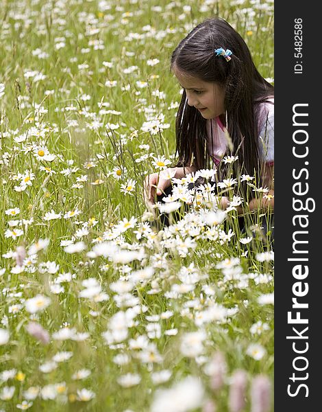 Little girl in the middle of a country field. Little girl in the middle of a country field.