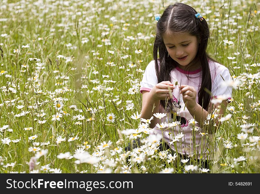 Little girl in the middle of a country field. Little girl in the middle of a country field.