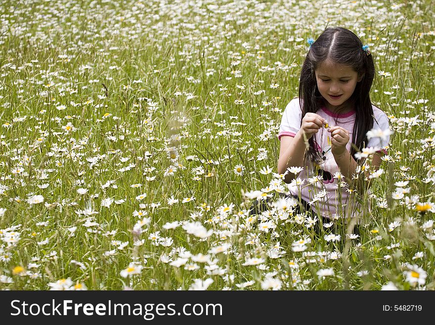 Little girl in the middle of a country field. Little girl in the middle of a country field.