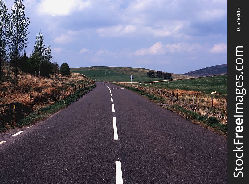 Main road in rural area, Southern Scotland. Main road in rural area, Southern Scotland