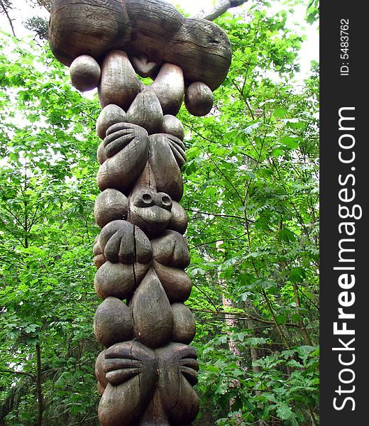 Wooden sculpture in wild in Lituania