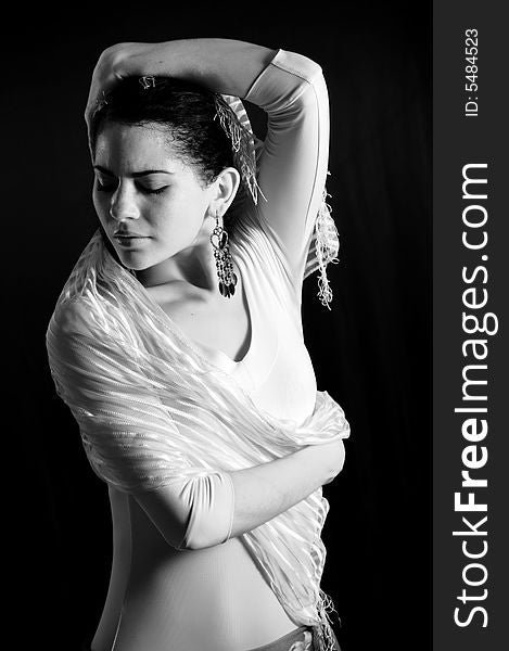 Portrait of young passionate hispanic flamenco dancer woman. Portrait of young passionate hispanic flamenco dancer woman