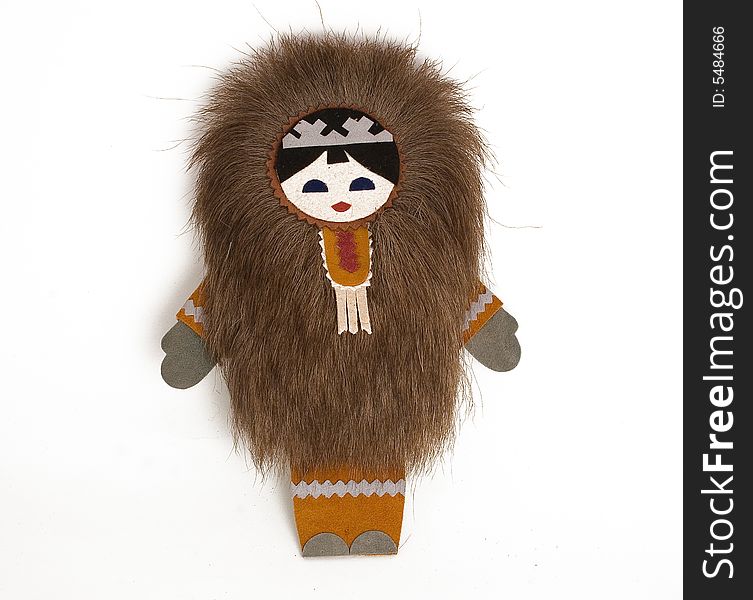 Ethnic doll in the order from a skin of a reindeer