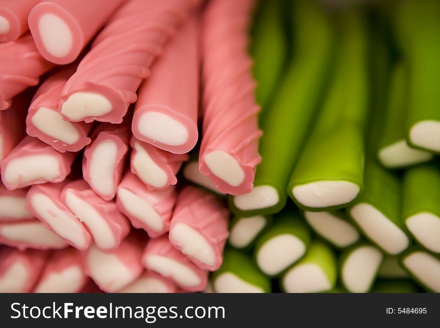 A photo of multi-colored candy pile