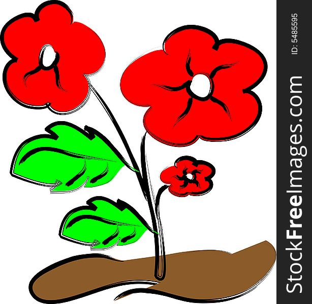 Illustration of a red flower. Illustration of a red flower