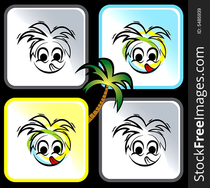 Summer Yummy & Delicious Icon/Logo with Coconut Tree at the Middle. Summer Yummy & Delicious Icon/Logo with Coconut Tree at the Middle