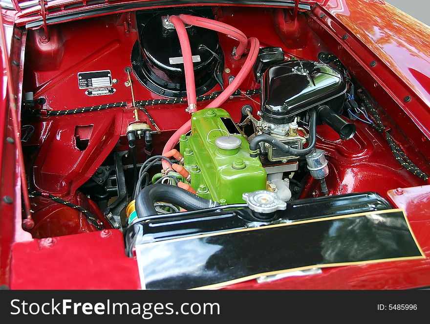 Photographed classic car engine at show in Georgia.