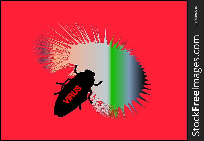 Illustration of virus, red, insect