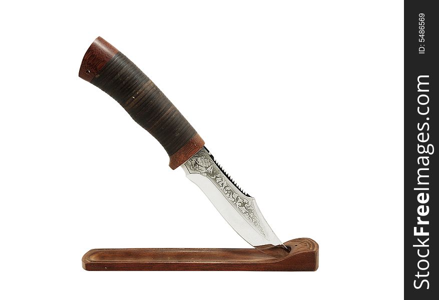 Expensive ang luxurious hunting knife over white