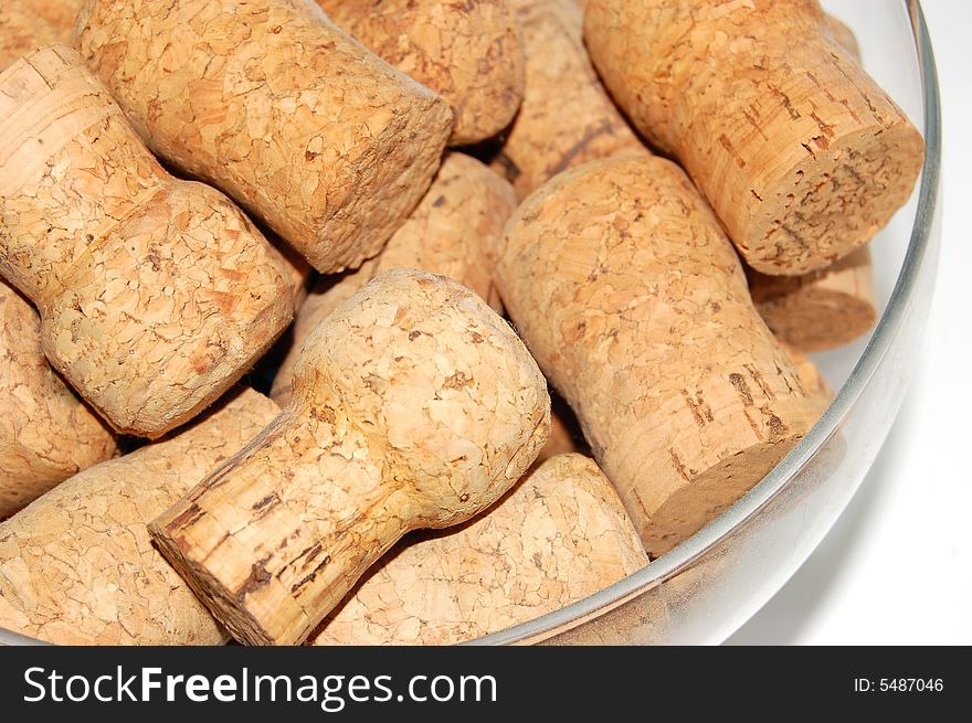 A dish of cork with white background