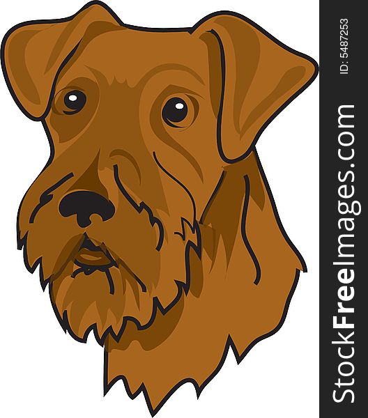 Illustration of a brown airedale terrier
