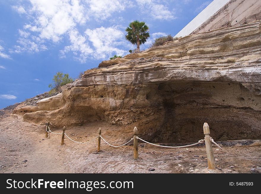 Interesting rocky slope by the Fanabe beach, Tenerife