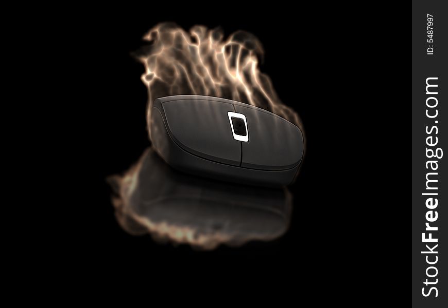 The fiery mouse. 3D Render.