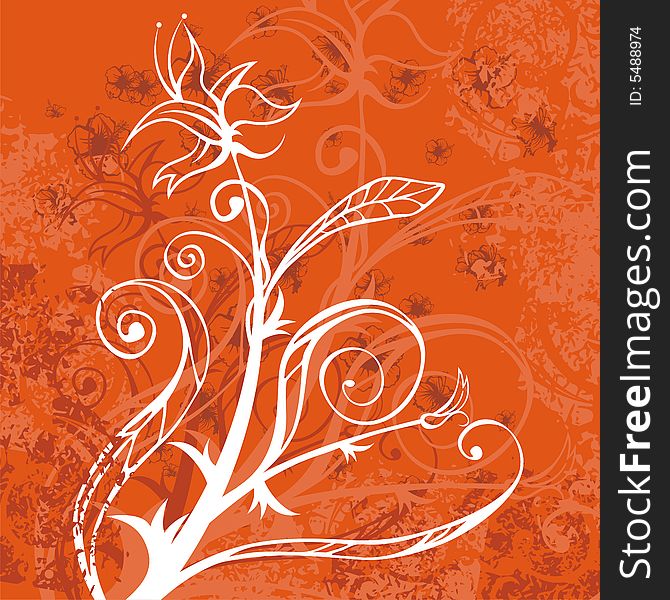 Grunge floral design in red colors, vector illustration series. Grunge floral design in red colors, vector illustration series.