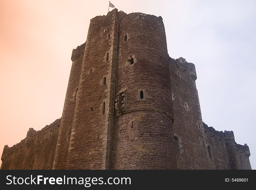 A study of the main tower and walls of doune castle at doune in scotland. A study of the main tower and walls of doune castle at doune in scotland