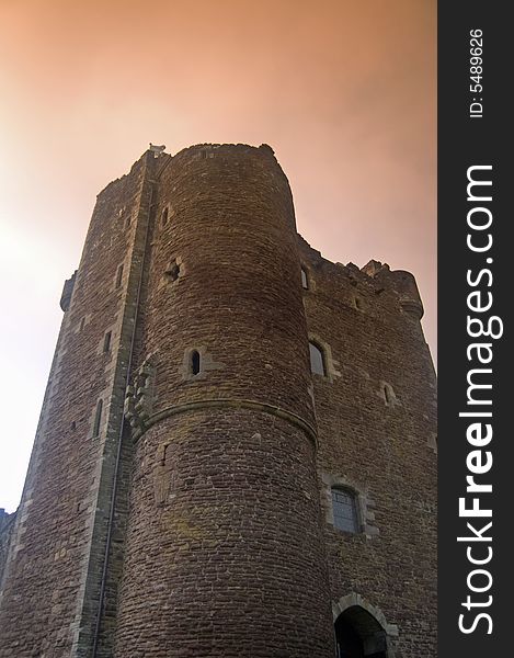 A moody shot of the main tower at doune castle in scotland. A moody shot of the main tower at doune castle in scotland