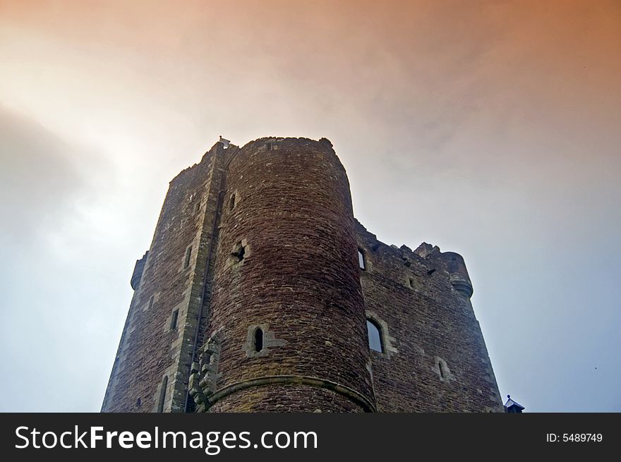 The mighy tower looks towards the sky at doune in scotland. The mighy tower looks towards the sky at doune in scotland