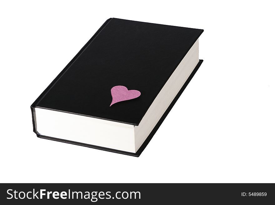 Thick Book With A Black Blank Cover On A White Background. Thick Book With A Black Blank Cover On A White Background