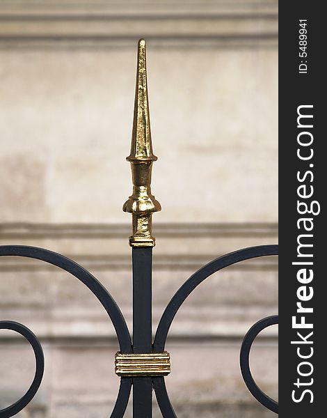 Golden Fence Spike, Architectural Detail, Paris, France. Golden Fence Spike, Architectural Detail, Paris, France