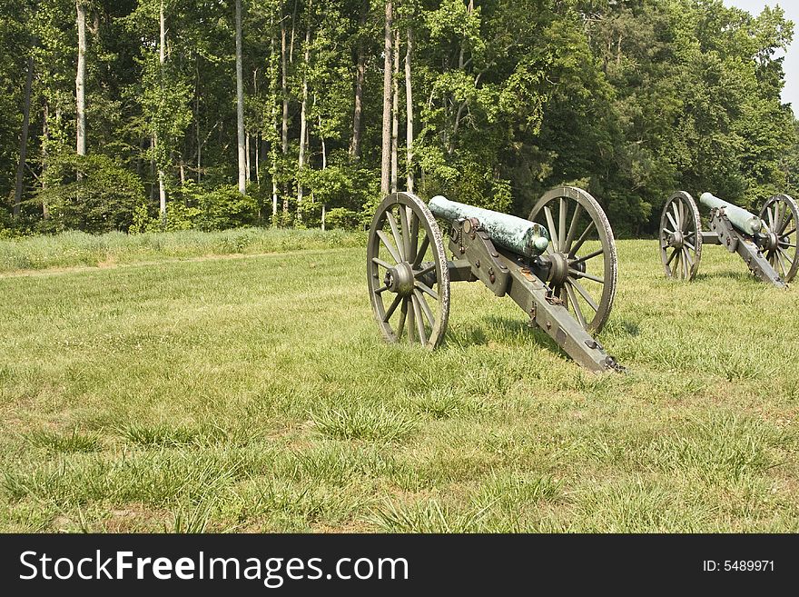 Civil war cannons on the battlefield at Cold Harbor