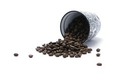 Cup And Coffee Beans - Focus On Beans Royalty Free Stock Images
