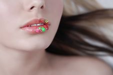 Lips With Candyes Royalty Free Stock Photos