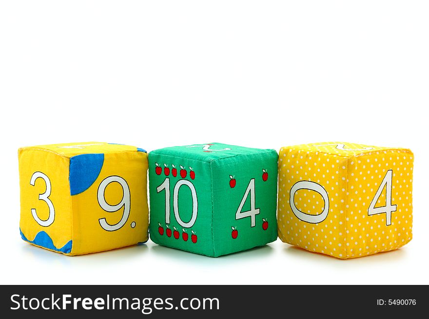 Child's cloth mathematical bricks (blocks) on overwhite background. Child's cloth mathematical bricks (blocks) on overwhite background.