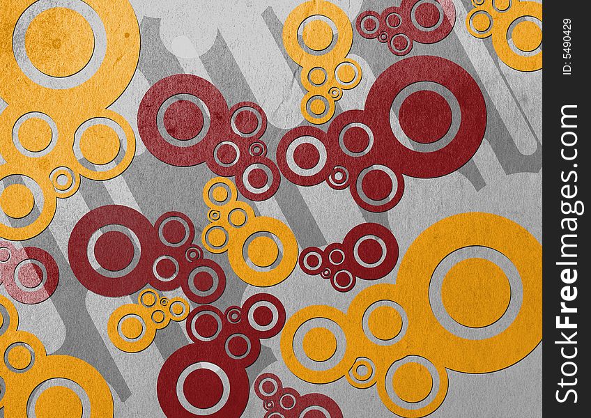 Abstract colorful grunge circles over a textured background. Abstract colorful grunge circles over a textured background