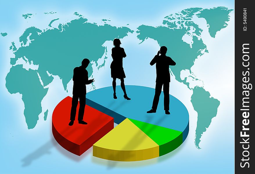 Business team on a graphic as symbol of business in the world