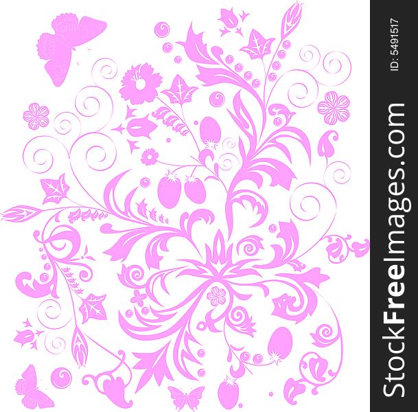 Illustration with traditional pink flower decoration. Illustration with traditional pink flower decoration