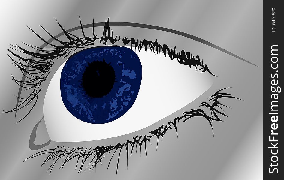 Illustration with single woman blue color eye. Illustration with single woman blue color eye